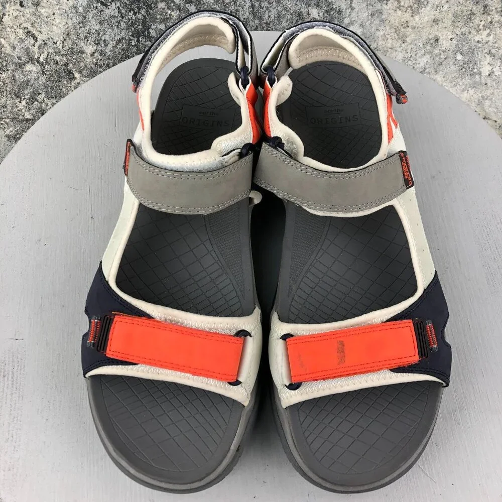 Earth Origins Men's Size 12M Bodi Grey Multi Blue Orange Open Toe Sport Sandals